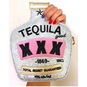 Tequila Bottle Holo Glitter Crossbody Bag Handbag
